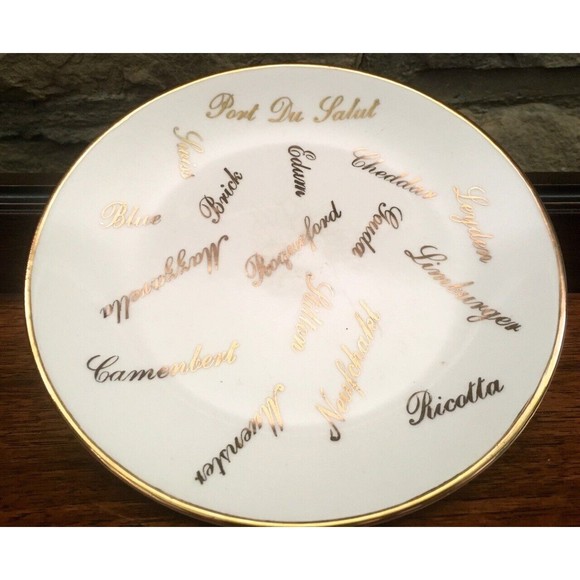 Vintage NAPCO Ceramic Cheese Plate 22K Gouda Muenster Swiss Camembert Limburger - Picture 6 of 9